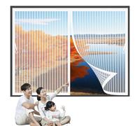 Moustiquaire Fenêtre Aimantée 75x55cm(W x H) Joint Magnétique de Haut en Bas avec Fermeture Automatique Rideau Anti Moustique pour Les Fenêtre de Multi Types, Blanc