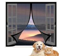 Moustiquaire Fenetre Aimantée 82 x 78 cm Joint Magnétique de Haut en Bas avec Fermeture Automatique Rideau Porte Anti Insectes pour Les Fenêtre de Multi Types, Noir