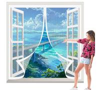 Moustiquaire Fenetre Aimantée 89 x 98 cm Joint Magnétique de Haut en Bas avec Fermeture Automatique Fenetre Aimantée Magnetique pour Toutes Les Tailles de Fenêtre, Blanc