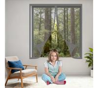 Moustiquaire Fenêtre Aimantée 90 x 110 cm Perçage Maille Ultra Fine Filet Anti Insectes Empêche Les Insectes, Les Mouches et Moustiques pour Balcon, Chambre et Salon, Gris