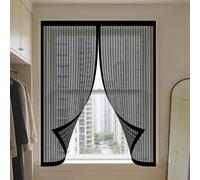 Moustiquaire Fenêtre Aimantée 90 x 130 cm Perçage Maille Ultra Fine Moustiquaire Porte Fenêtre Magnétique Installation Facile pour Chambre, Couloirs, Porte Patio, Noir