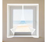 Moustiquaire Fenêtre Aimantée 90 x 180 cm Perçage Maille Ultra Fine Moustiquaire avec Aimants Sans Espace, Amovible, Facile à Installer Adaptée à Toutes Fenêtres, Blanc