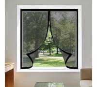 Moustiquaire Fenêtre Aimantée 95 x 95 cm Aimants Puissants Fermeture Moustiquaire Porte Sans Percer Installation Facile Adaptée à Toutes Fenêtres, Noir