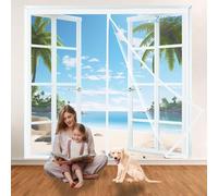 Moustiquaire Fenetre Ajustable 215x185cm Blanc Fermeture Automatique Rideaux Fenêtre Aimantée avec Aimants Sans Perçage pour Baie Vitree Fenetre Coulissante