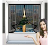 Moustiquaire Fenetre Coulissante 75 x 95 cm Anti-Moustiques, Anti-Insectes, Maille Ultra-Fine, Installation Facile, Moustiquaire Rideau pour Porte de Balcon, Porte Cave, Noir