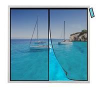 Moustiquaire FenêTre Coulissante Noir 50x110cm avec Aimants et Bande Adhesive Magnétique Fermeture Automatique Rideau Porte Anti Insectes pour Couloirs/Portes/Patio
