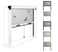 Moustiquaire Fenetre Coulissante Verticale Personnalisable Sur Mesure avec Cadre en Aluminium, Moustiquaire Fenetre Enroulable Brosses Anti-Vent et Filet Anti-Déchirure