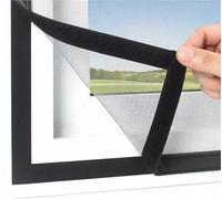 Moustiquaire Fenêtre DIY, Moustiquaire Porte avec Ruban Autoadhésif & Coupez à Taille, Polyester Moustiquaire Sans Percage, pour Chambre, Balcon & Salon(Gray Mesh Black Frame,1.1 X 1 M)