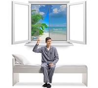 Moustiquaire Fenêtre MagnéTique 100 x 140 cm Facile à Installer Fermeture Automatique Moustiquaire Enroulable Anti Insecte Mouche pour Enfants et Animaux de Compagnie【Gris】