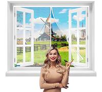 Moustiquaire Fenêtre MagnéTique 110 x 150 cm Facile à Installer Fermeture Automatique Moustiquaire Porte Fenetre Anti Insecte Mouche Moustique pour Porte d Entrée Intérieur/Patio【Blanc】