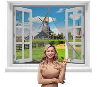 Moustiquaire Fenêtre Magnetique, 120 x 125 cm avec Aimants et Bande Adhesive Moustiquaire Porte AimantéE Anti Insecte Mouche Moustique pour Porte d Entrée Intérieur/Patio【Gris】