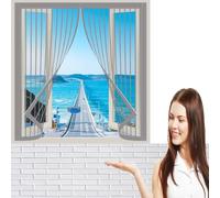 Moustiquaire Fenêtre Magnétique 120 x 140 cm Fibre de Verre Toile Anti-Moustique Pas de Perçage Ni de Vissage pour Fenetre de Salon Patio, Gris