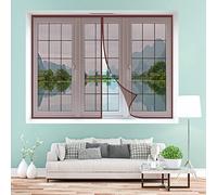 Moustiquaire Fenêtre Magnétique 120 x 145 cm Aimants Rideau de Anti-Insectes, Anti Mouche Porte Moustiquaire Installation Facile Sans Outils pour Plupart Les Types FenêTres, Marron