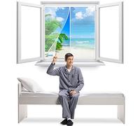 Moustiquaire Fenêtre magnétique 120 x 70 cm rideau de porte à fixation aimantée Anti Insecte Mouche Moustique Parfait pour Couloirs/Portes/Patio【Blanc】