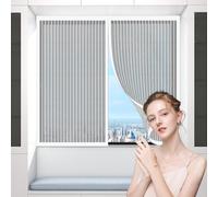 Moustiquaire Fenêtre Magnétique 128 x 50 cm, Fermeture Automatique, Maille Ultra Fine, Rideau Porte Anti Insectes, pour Tout Type de Fenêtre, Blanc