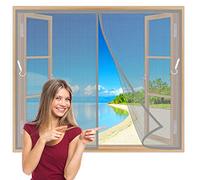Moustiquaire Fenetre MagnéTique 135x125 cm Facile à Installer Fermeture Automatique Rideau de Fenetre Animaux AcceptéS pour Fenetre d Entrée Intérieur Patio Gris Z