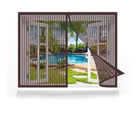 Moustiquaire Fenêtre Magnétique 140 x 110 cm, Moustiquaire Aimantée Fenetre, Sans Perçage pour Salon Cuisine Baie Vitree, Marron