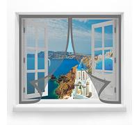 Moustiquaire Fenêtre Magnétique 140 x 140 cm Maintient l'air frais à l'intérieur pour fenêtres & portes-fenêtres, Gris