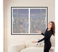 Moustiquaire Fenetre Magnétique 145 x 185 cm Puissants Aimants, Anti Insecte Rideau Anti Mouche Sans Perçage, avec Bande Magique pour Chambre Salon Cuisine, Blanc