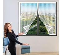 Moustiquaire Fenetre Magnétique 157 x 97 cm Puissants Aimants, Anti Insecte Rideaux Anti Mouches Sans Perçage, avec Bande Magique pour Chambre Salon Cuisine, Blanc