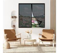 Moustiquaire Fenetre Magnetique 55x104cm Joint Magnétique de Haut en Bas avec Fermeture Automatique Aimantée Moustiquaire pour Les Fenêtre de Multi Types, Noir
