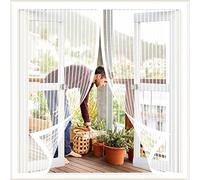 Moustiquaire Fenêtre Magnétique 60 x 160 cm Auto-Adhésif Rideau en Maille, Rideaux Anti Mouches pour Porte Défense Contre Moustiques Insectes pour Plupart Les Types FenêTres, Blanc