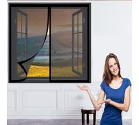 Moustiquaire Fenêtre Magnétique 60 x 60 cm Engrener Porte Rideau Fermeture Automatique Auto-Adhésif Rideau pour Fenetre Coulissante, Noir