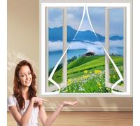 Moustiquaire Fenêtre Magnétique 60 x 75 cm Lavable & Indéchirable Moustiquaires Fenêtre Pas de Perçage Ni de Vissage pour La Plupart Les Types de Fenêtres Ou Porte, Blanc