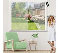 Moustiquaire FenêTre MagnéTique 60x60cm Moustiquaire Porte Rideau, Antimoustique Magnétique Rideau Maille pour Baie Vitree Fenetre Coulissante Blanc