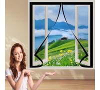 Moustiquaire Fenêtre Magnétique 64 x 95 cm Lavable & Indéchirable Moustiquaires Fenêtre Pas de Perçage Ni de Vissage pour La Plupart Les Types de Fenêtres Ou Porte, Noir
