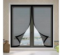 Moustiquaire Fenetre Magnetique 70 x 130 cm Aimants Puissants Fermeture Moustiquaire pour Fenetre Installation Facile pour Balcon, Chambre et Salon, Noir