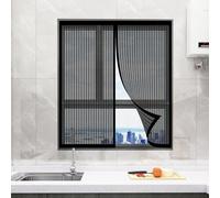 Moustiquaire Fenêtre Magnétique 75 x 95 cm avec Aimants et Bande Adhesive Aimantée Auto-Adhésif en Maille pour Couloirs Patio, Noir
