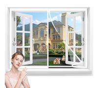 Moustiquaire Fenêtre Magnetique 75x100cm Porte Facile à Installer Fermeture Automatique Moustiquaire Porte AimantéE Animaux AcceptéS pour Porte d Entrée Intérieur/Patio Blanc