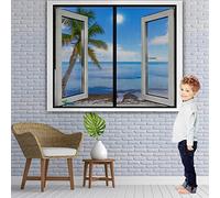 Moustiquaire Fenêtre MagnéTique, 80 x 100 cm Moustiquaire sur Mesure Anti Insecte Mouche Moustique Fermeture Automatique pour Couloirs Portes Patio【Noir】