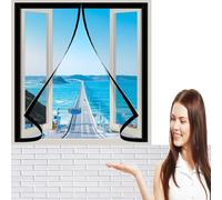 Moustiquaire Fenêtre Magnétique 80 x 95 cm Lavable & Indéchirable Moustiquaire Fenetre Scratch Maille Ultrarésistante pour Window and Door, Noir