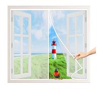 Moustiquaire Fenêtre Magnetique, 80x90 cm Fermeture Automatique Rideau Anti Mouche Fenêtre Anti Insecte Mouche pour Enfants et Animaux de Compagnie, Blanc P