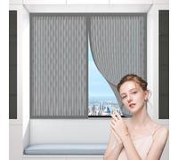 Moustiquaire Fenêtre Magnétique 82 x 120 cm, Fermeture Automatique, Maille Ultra Fine, Rideaux Anti Mouches pour Porte, pour Tout Type de Fenêtre, Gris