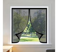 Moustiquaire Fenetre Magnetique 85 x 130 cm Perçage Maille Ultra Fine Moustiquaire pour Fenetre Installation Facile pour Balcon, Chambre et Salon, Noir