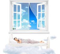 Moustiquaire Fenêtre Magnetique, 90 x 125 cm avec Aimants et Bande Adhesive Moustiquaire Porte AimantéE Anti Insecte Mouche Moustique pour Porte d Entrée Intérieur/Patio【Blanc】