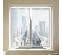 Moustiquaire Fenetre Magnetique 90 x 130 cm Automatiquementfermé, Sans Percer Moustiquaire avec Aimants Amovible, Facile à Installer pour Chambre, Couloirs, Porte Patio, Blanc
