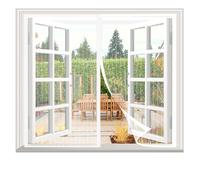 Moustiquaire Fenêtre Magnétique 90x120cm, fermeture automatique, moustiquaire porte fenetre Sans Perçage Maille Ultra Fine, pour La Plupart Les Types de FenêTres ou Porte de Balcon, Blanc