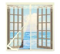 Moustiquaire Fenêtre Magnétique 90x220cm,Moustiquaire Aimantée Magnétique pour Porte Fenêtre,Moustiquaire Fenêtre Sans Perçage,Auto-AdhéSif Maille Rideau Aimantée pour Fenêtres de Maison,Beige