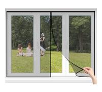 Moustiquaire Fenêtre Magnétique 95x105cm Noir Magnétique Moustique Sans percage Fermeture Automatique Joint Magnétique Facile à Installer Rideau de Fenêtre Couloirs Patio