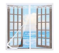 Moustiquaire Fenêtre Magnétique 95x110cm,Moustiquaire Aimantée Magnétique pour Porte Fenêtre,Moustiquaire Fenêtre Sans Perçage,Auto-AdhéSif Maille Rideau Aimantée pour Fenêtres de Maison,Blanc