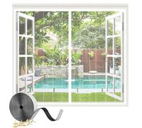 Moustiquaire Fenetre Magnetique 95x115cm Auto-AdhéSif en Maille Rideau Aimantée Anti moustique, Fermeture Automatique Insectes Fenêtre D'écran Magnétique, Rideau de Moustiquaire Aimant,Blanc-A