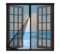 Moustiquaire Fenêtre Magnétique Anti-Insecte 65x95cm,Rideau Moustiquaire Aimantée avec Auto-AdhéSif Band,Lavable, Sans Perçage,Fermeture Automatique,pour Fenêtres de Maison,Noir