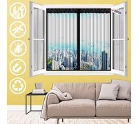 Moustiquaire FenêTre MagnéTique, Auto-AdhéSif Moustiquaire Avec Aimants, Anti Moustique Fenêtre D'écran Pliable Facile À Installer, pour Fenêtre Portes- Black-A|| 80x120cm(31x47inch)