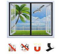 Moustiquaire Fenêtre Magnétique, Auto-Adhésif Rideau en Maille Moustiquaire Porte Magnétique, Fermeture Automatique, pour Fenêtre Portes-Black-A|| 47x88inch(120x225cm)