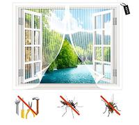 Moustiquaire FenêTre MagnéTique, Fermeture Automatique Insectes Fenêtre D'écran Magnétique, Sans Perçage Facile À Installer, pour Fenêtre Portes- White|| 37x59inch(95x150cm)