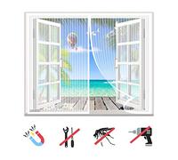 Moustiquaire Fenêtre Magnétique, Maille Ultra Fine Moustiquaire, Fermeture Automatique, sans Perçage, pour Fenêtres Porte-White-A|| 31x43inch(80x110cm)